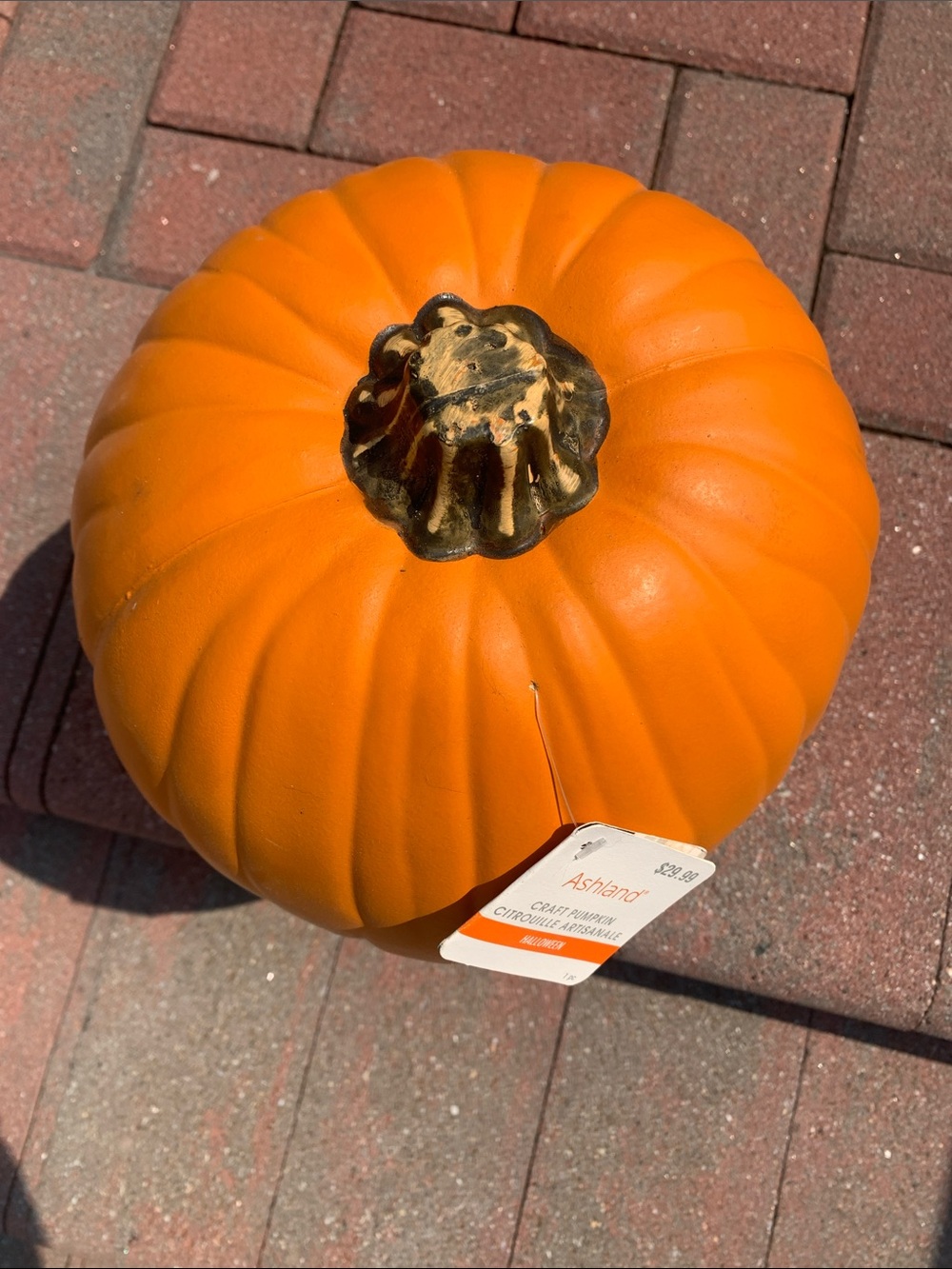 🆕- Ashland Orange Craft Faux Pumpkin with Distressed Gold Stem - Picture 4 of 6